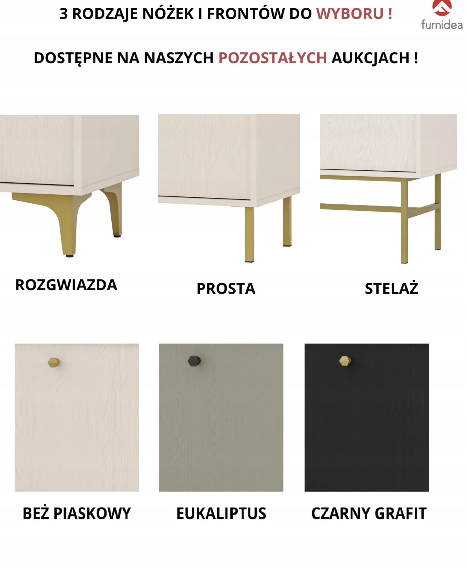 Beżowa SZAFKA RTV 180 cm AVILA Wisząca Złote Uchwyty METAL