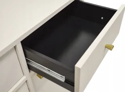 Beżowa SZAFKA RTV 180 cm AVILA Wisząca Złote Uchwyty METAL