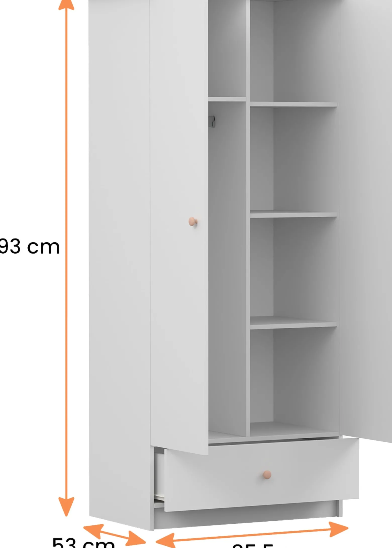 Biała szafa 85 cm do pokoju dziecka ORIO