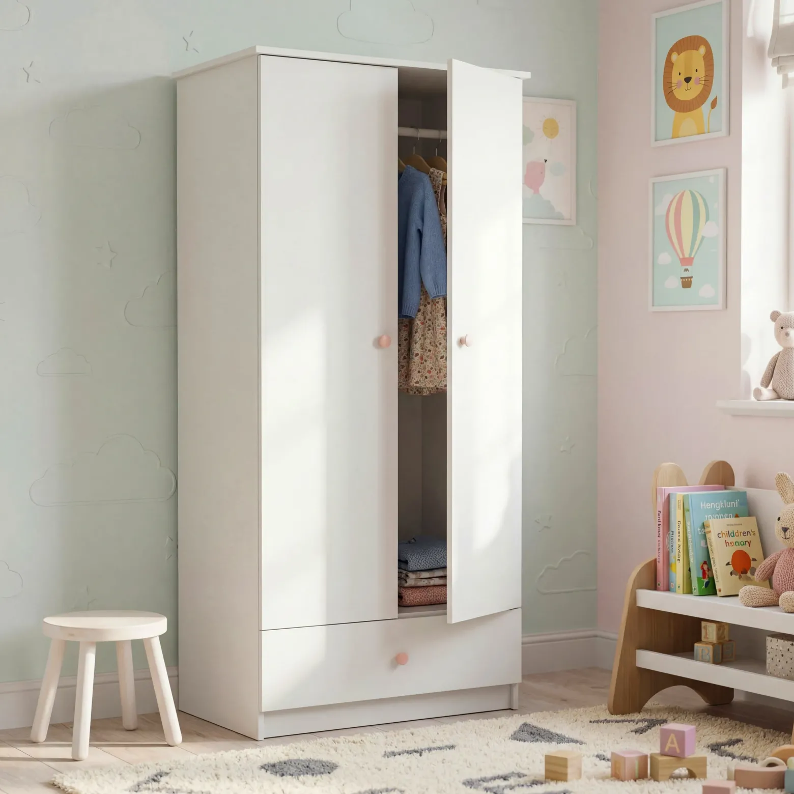 Biała szafa 85 cm do pokoju dziecka ORIO