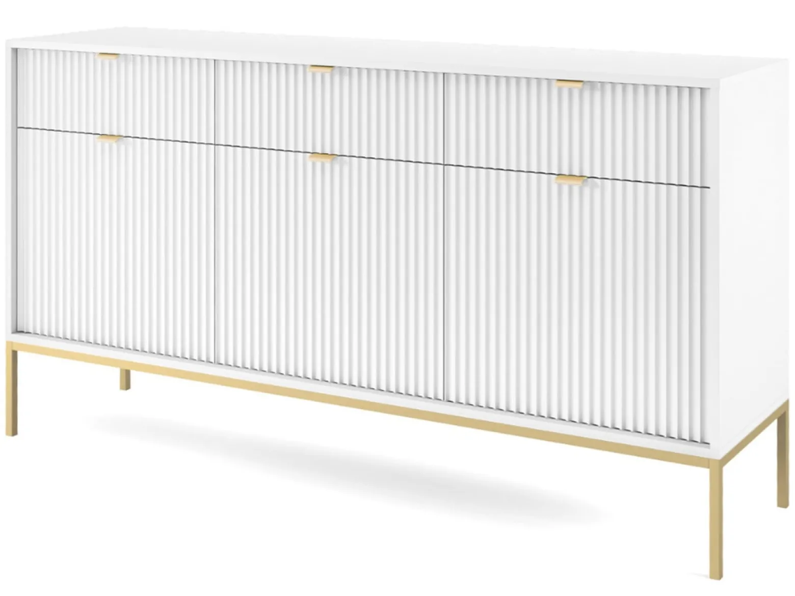 Biała komoda AMBER 154 cm z metalowymi nogami