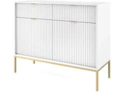 Biała komoda AMBER 104 cm z metalowymi nogami