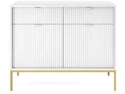 Biała komoda AMBER 104 cm z metalowymi nogami