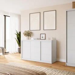 Biała komoda przesuwna z szufladami 160 cm VITA