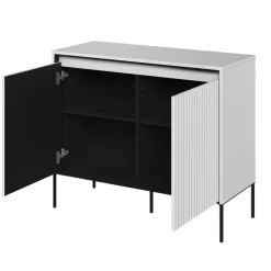 Biała ryflowana komoda do nowoczesnego salonu FLORES