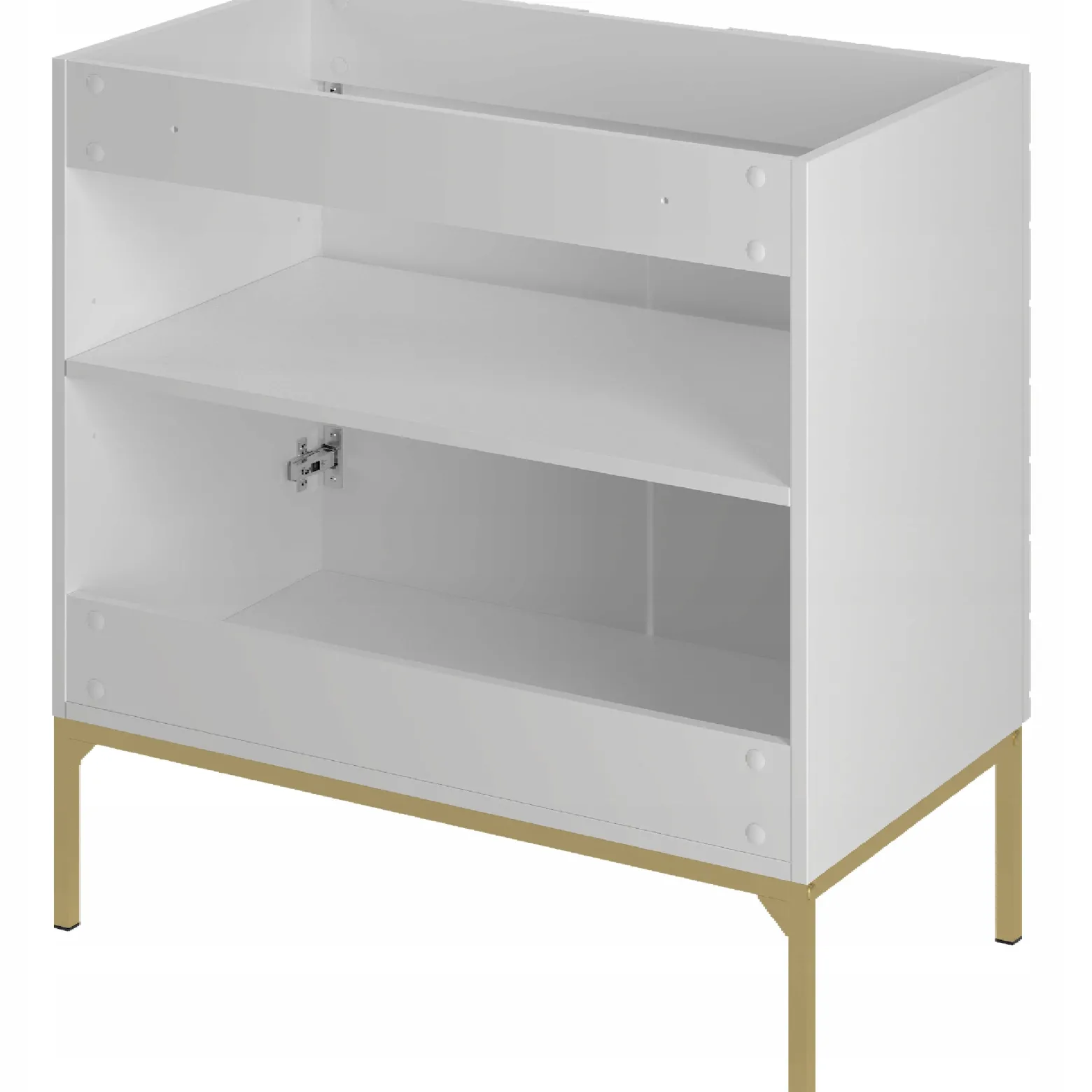Biała ryflowana szafka z umywalką 80 cm ASPEN-08-BM złoty stelaż