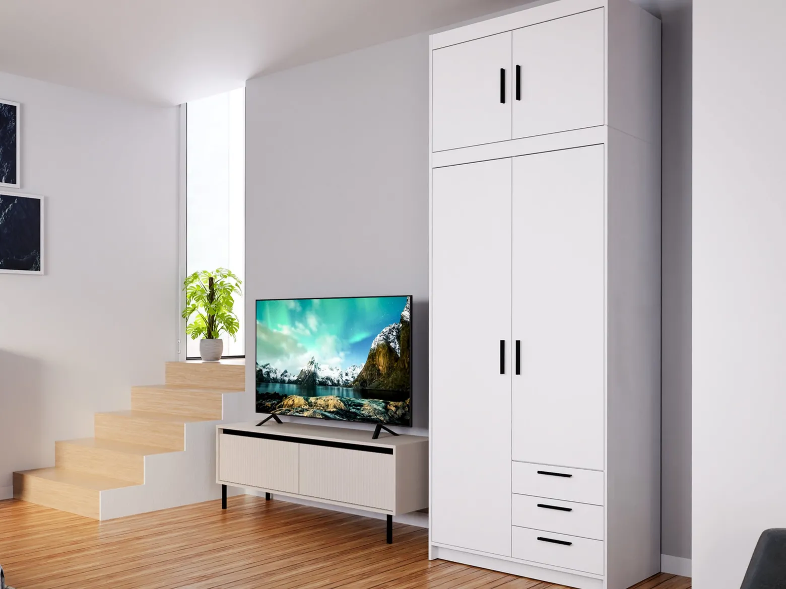 Biała szafa dwudrzwiowa 90 cm KUBA