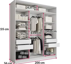 Biała szafa przesuwna 200 cm TOP MAX