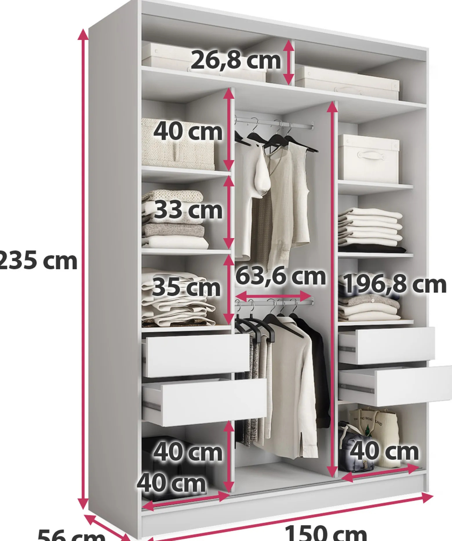 Biała szafa przesuwna 150 cm TOP MAX