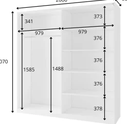 Biała szafa przesuwna z lustrem 150 cm do sypialni ARLEN