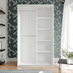 Biała szafa przesuwna z lustrem PEDRI 120 cm