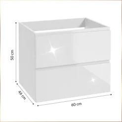 Biała Szafka Łazienkowa Wisząca pod Blat 60 cm Front Połysk Szuflady
