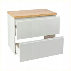 Biała Szafka Łazienkowa Wisząca pod Blat 60 cm Front Połysk Szuflady