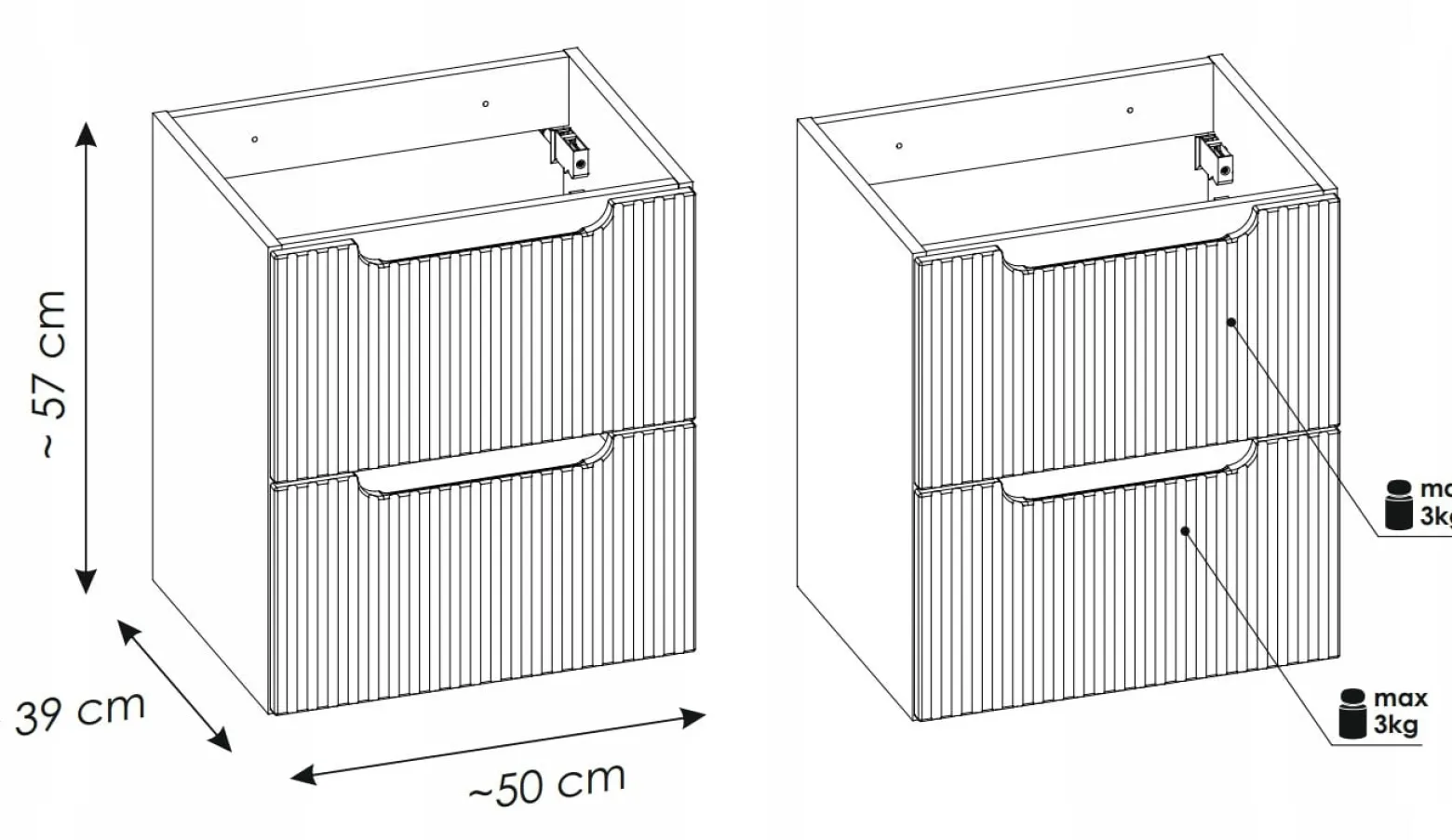 BIAŁA szafka łazienkowa z blatem 50 cm NOVA WHITE 82-50 z szufladami