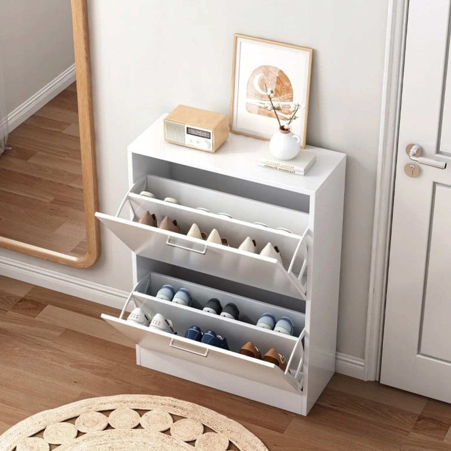 Biała szafka na obuwie loft nowoczesna 60 cm