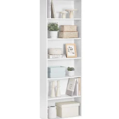 Biały regał na książki 6 półek 178 5 cm 60x24 cm regulowane półki matowy