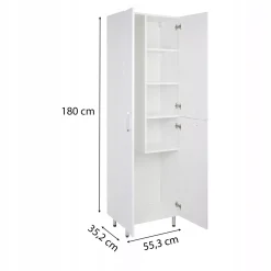 Biały Słupek Łazienkowy na mop 55x180 Front Połysk Szafka