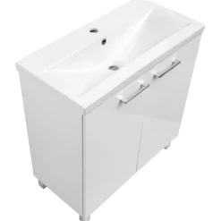Biały Zestaw do Łazienki Stojący 80cm Szafka z Umywalką Słupek