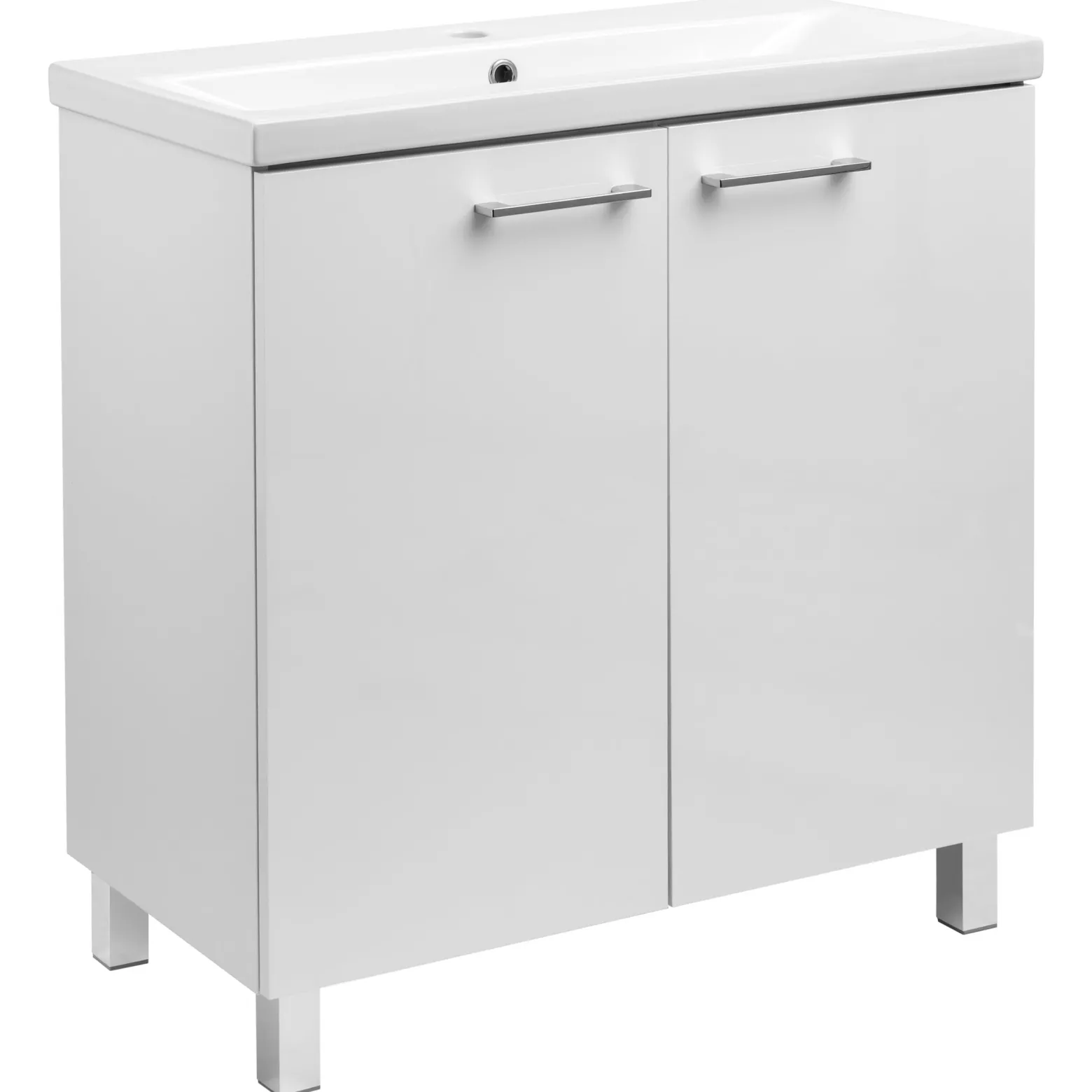 Biały Zestaw do Łazienki Stojący 80cm Szafka z Umywalką Słupek
