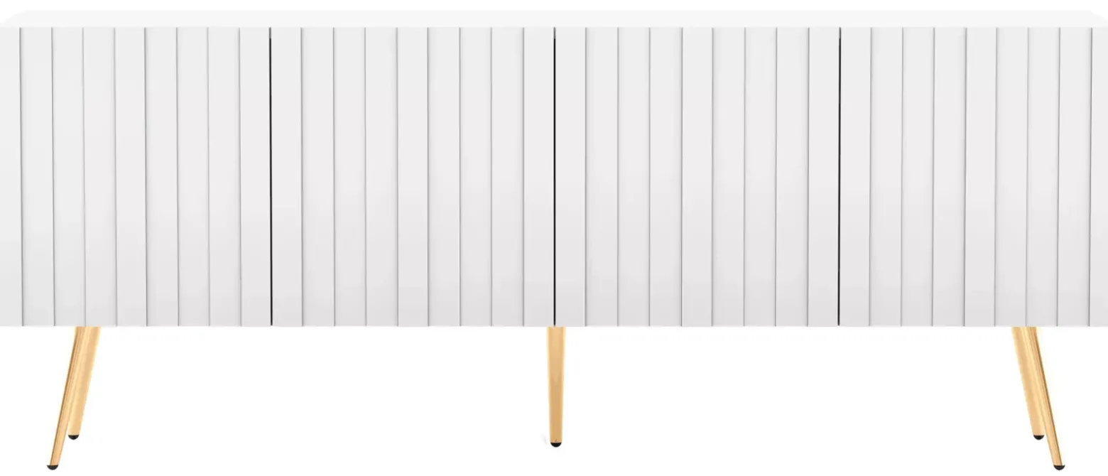 Biały stolik pod TV na złotych nóżkach - Lueno