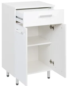 Biały Zestaw do Łazienki 55cm Szafka z Umywalką Słupek 50cm Komoda