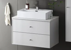 Biały Zestaw do Łazienki 80cm Szafka z Blatem Marco