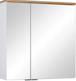 Biały Zestaw Mebli Łazienkowych 60cm Szafka z Umywalką Szafka z Lustrem
