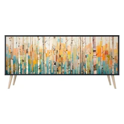 BIRCH KALEIDOSCOPE Komoda 3 drzwi Czarna-Bukowa skośna