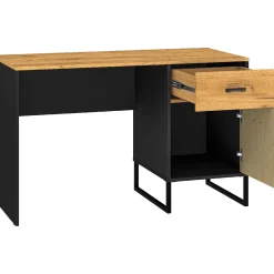 Biurko BLINT 07 dąb craft złoty / czarny / stal premium