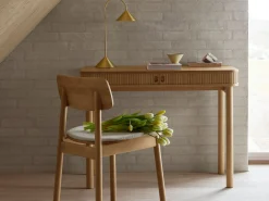 Biurko Ligna 100 cm z półką lamelowe, Oak lacquered