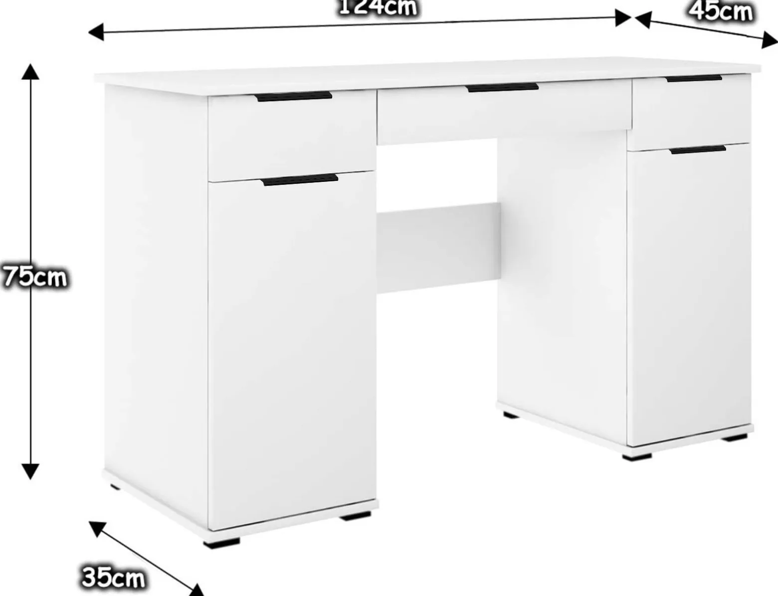 Biurko Abs B1 Białe/K 124X45 Cm