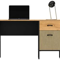Biurko BLINT 07 dąb craft złoty / czarny / stal premium