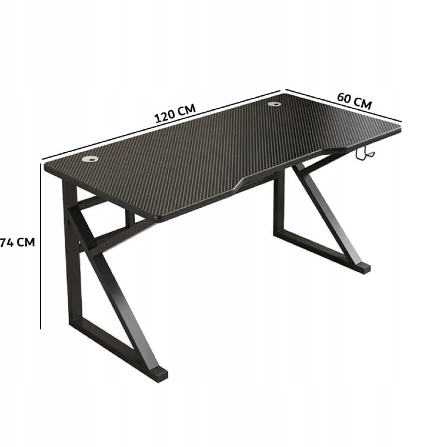 Biurko czarne dla gracza nowoczesne 120 cm