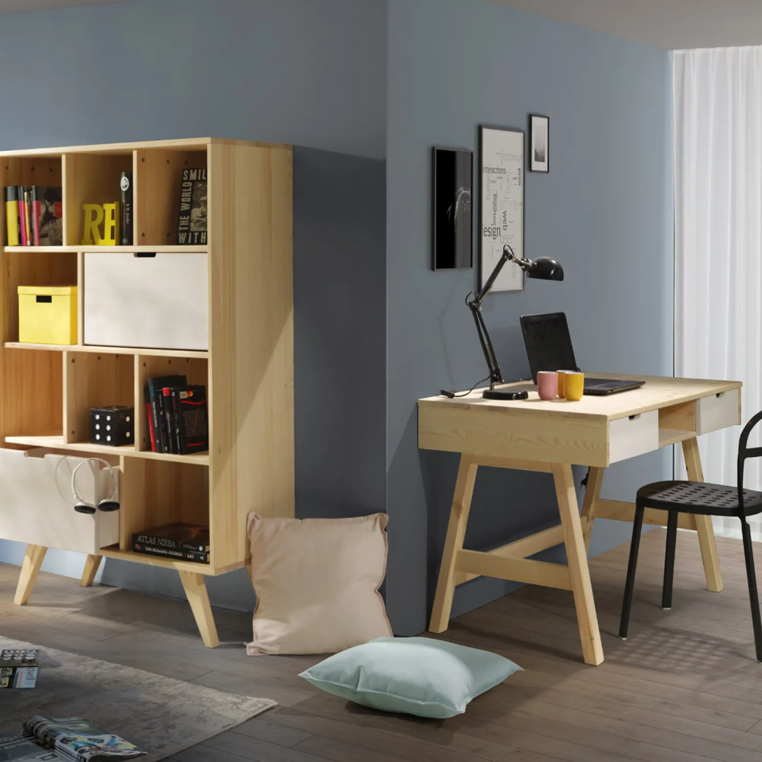 Biurko drewniane SCANDINAVIAN WOOD, kolor dębowy