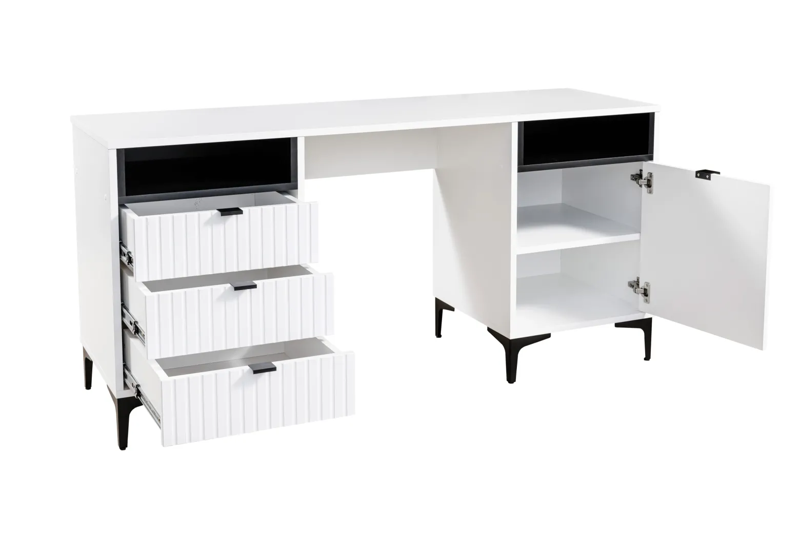 Biurko 1D3S biały/Czarny-Biały nowoczesny design