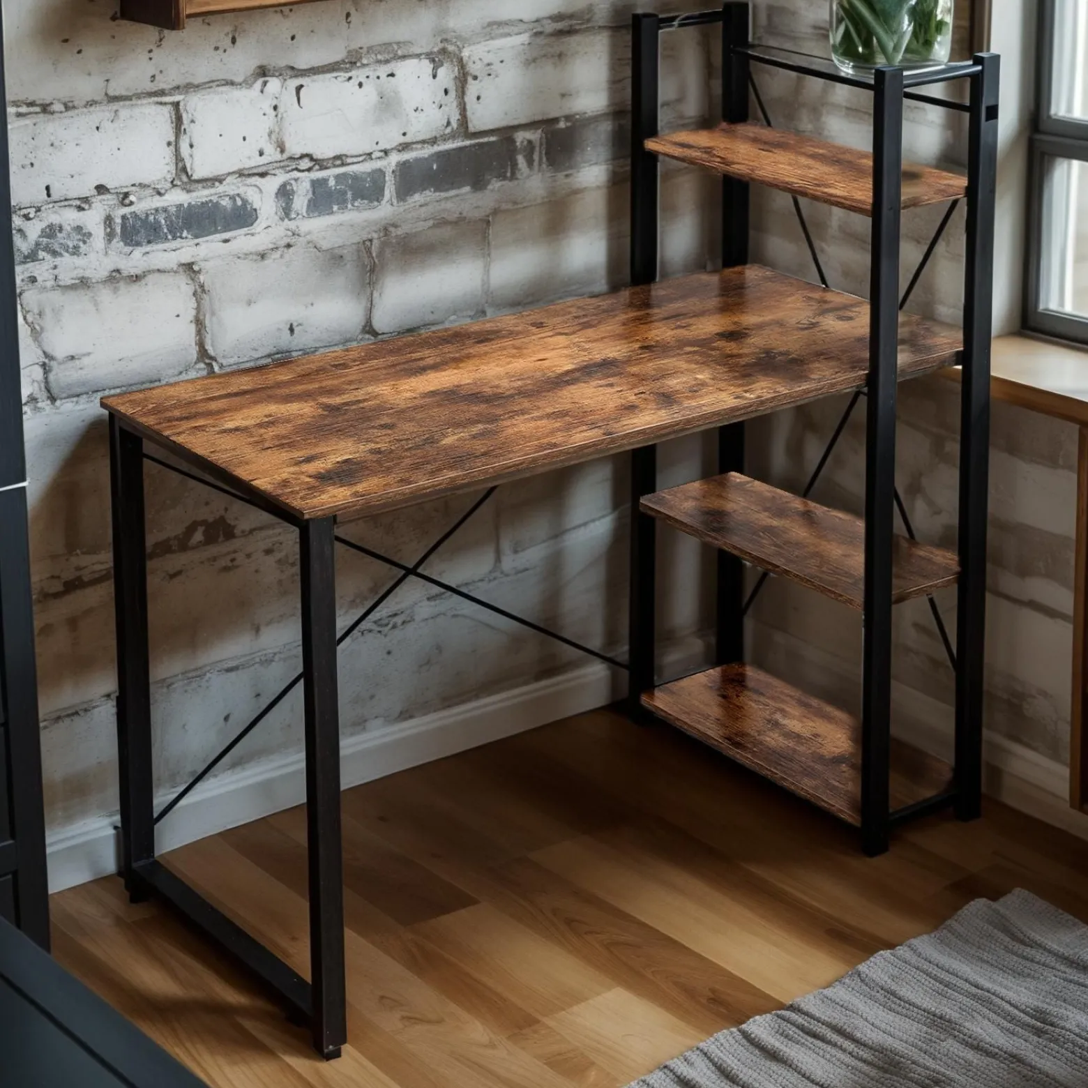 Biurko duże ciemny brąz z półkami vintage 120x60x120 VB6 Begryf