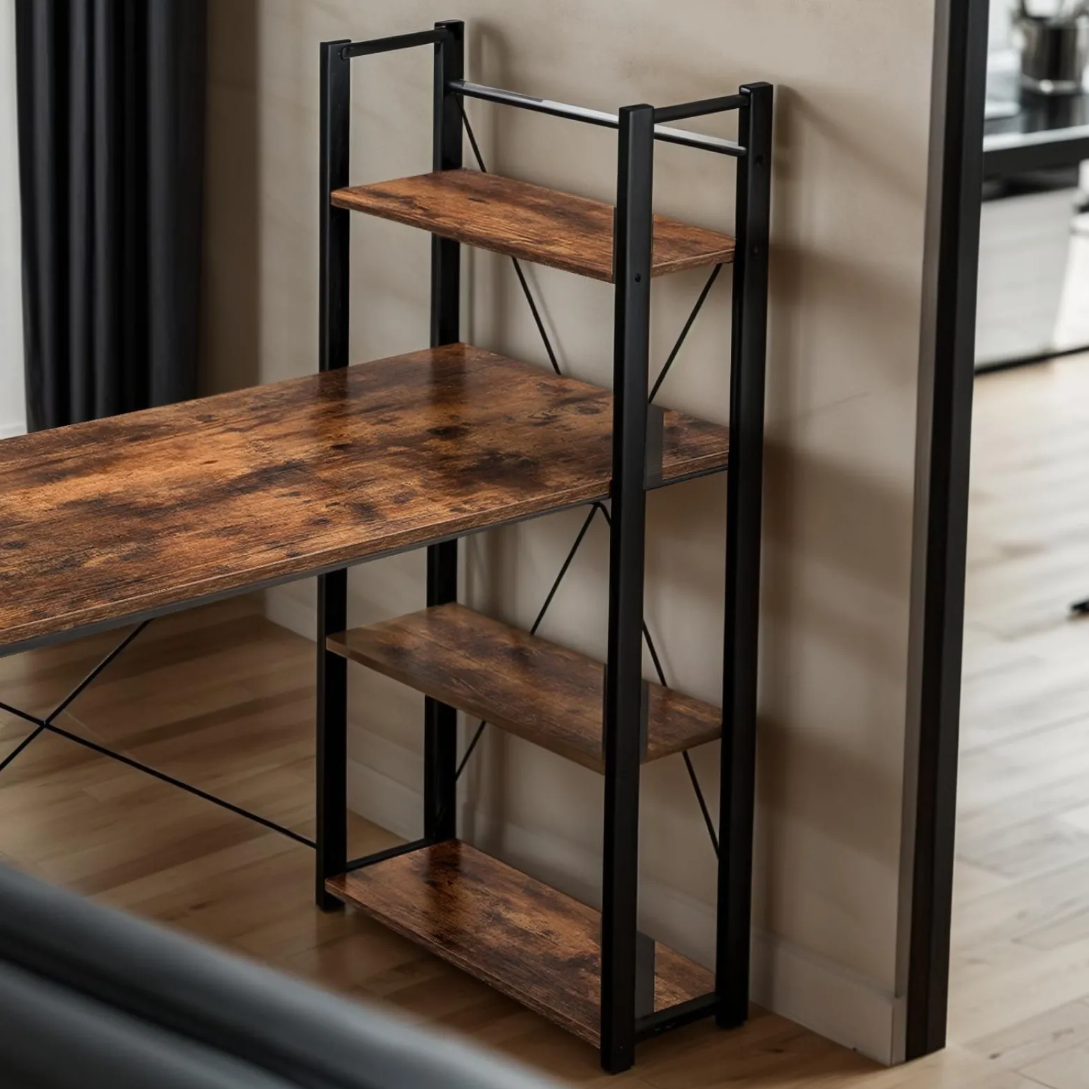Biurko duże ciemny brąz z półkami vintage 120x60x120 VB6 Begryf