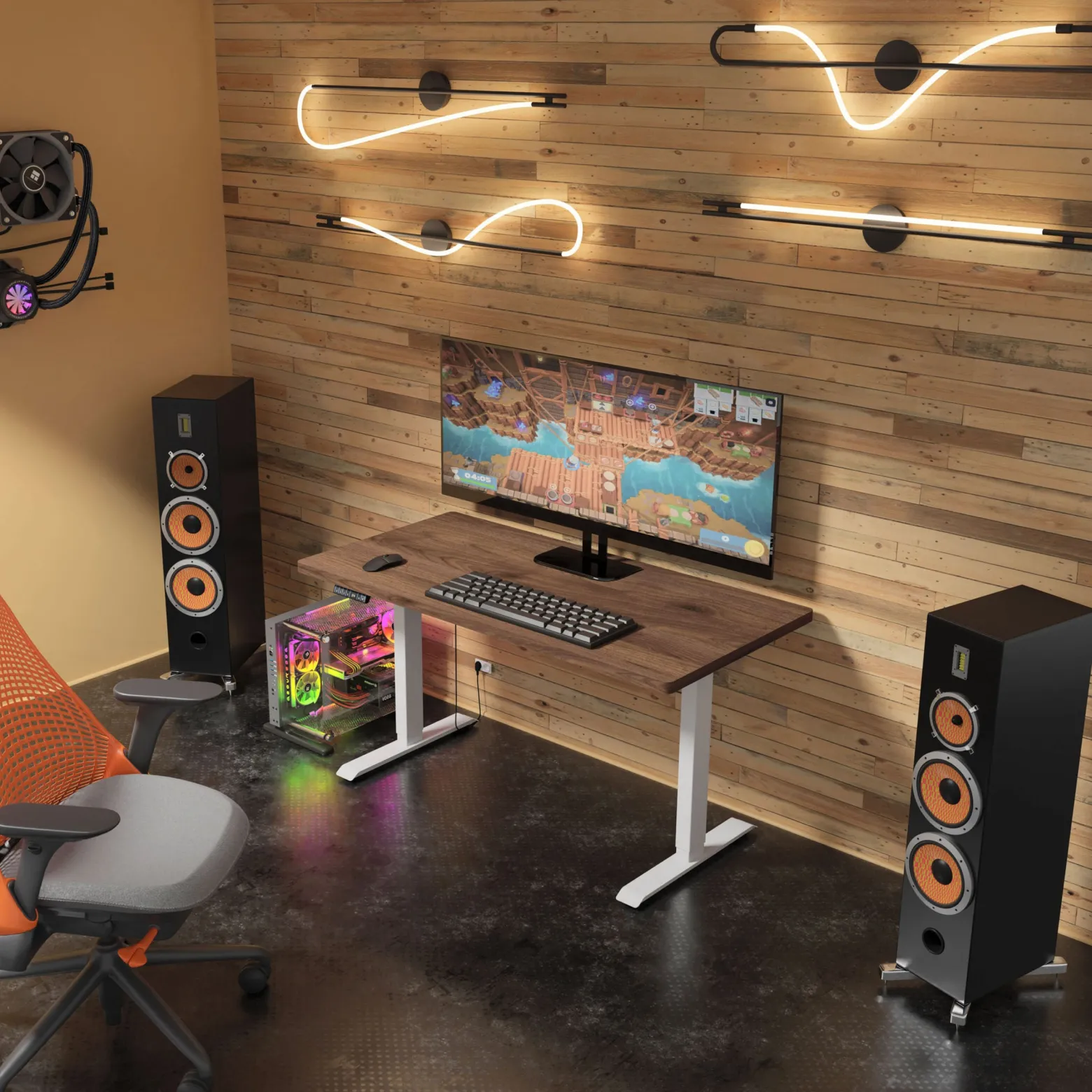 Biurko elektryczne BIMOTION 1S 140x70x3,2 cm Regulacja 73-120 biały/orzech