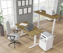 Biurko elektryczne BIMOTION 1S z regulacją 120x65x2,5 cm biały/dąb artisan