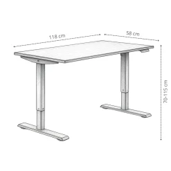 Biurko FLEXI 118cm regulowane podnoszone komputerowe - Dąb Artisan / Czarny