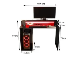 Biurko GAMER 2 - biały szer. 107 cm