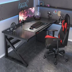 Biurko gamingowe czarne carbon nowoczesne dla gracza 120 cm