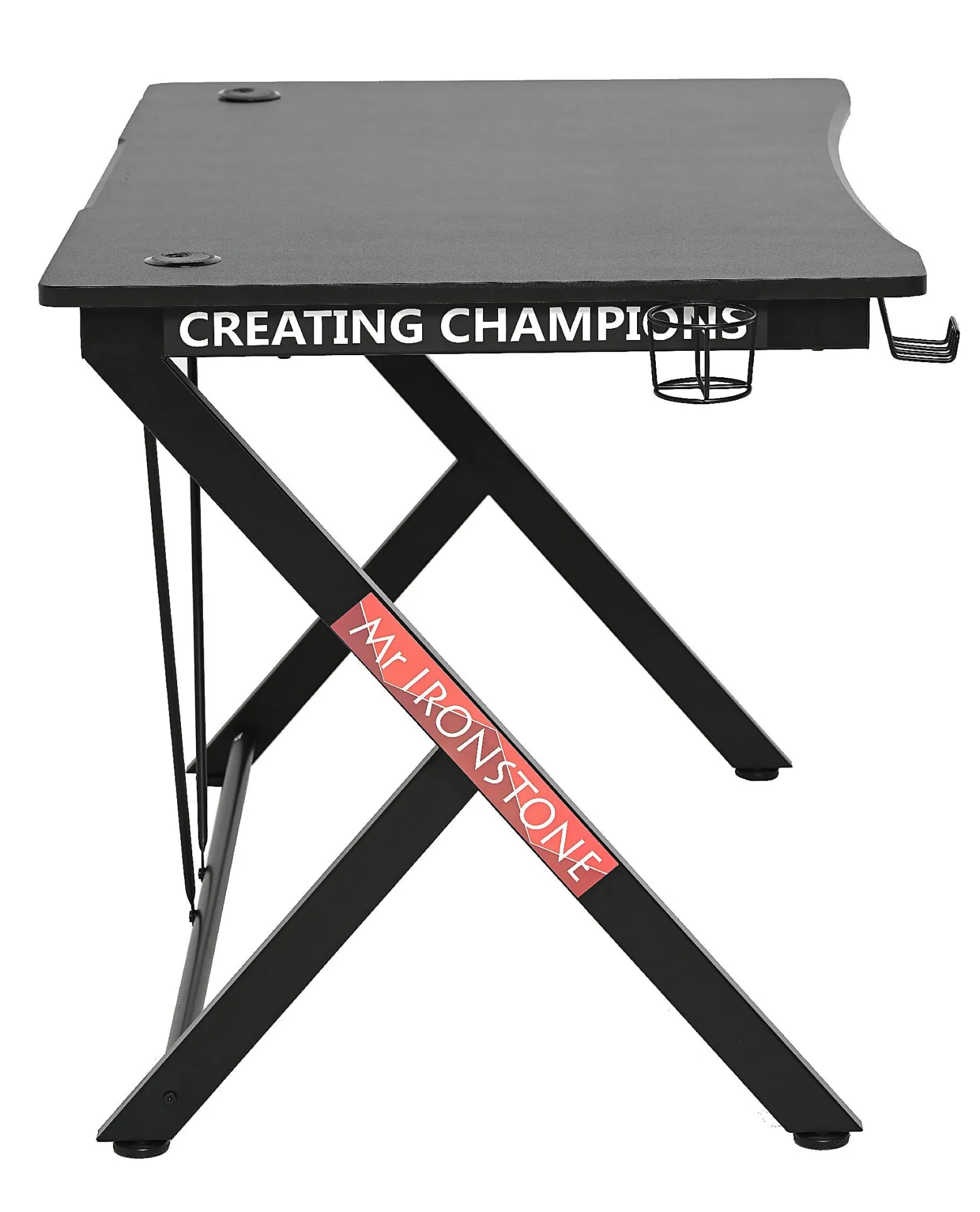 Biurko Gamingowe 115x74x76cm Mdf Stelaż Metalowy Czarny