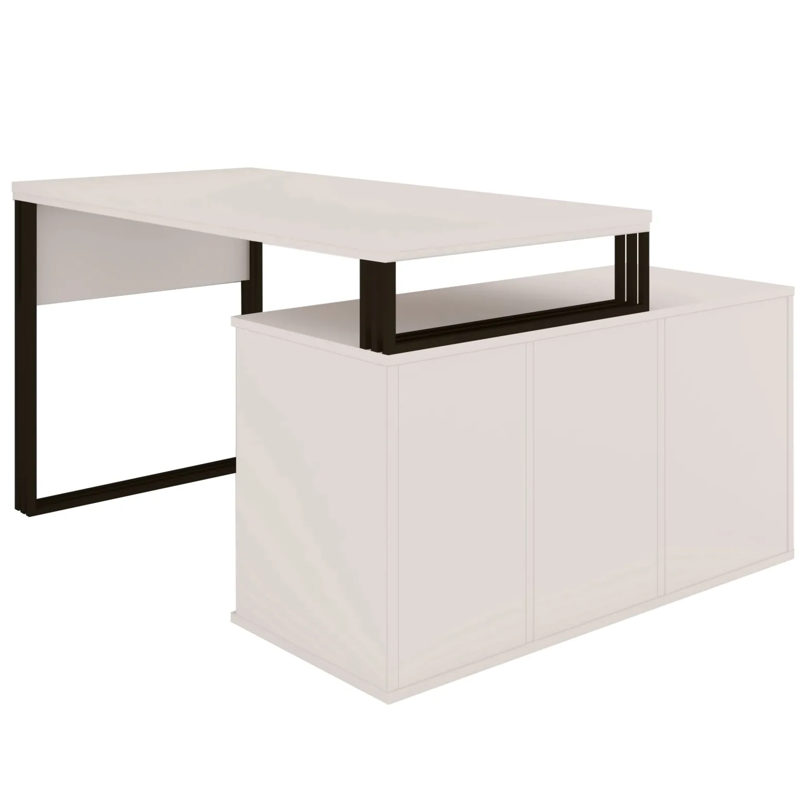 Biurko Klara N1 1D Kaszmir/Czarny 140X112 Cm