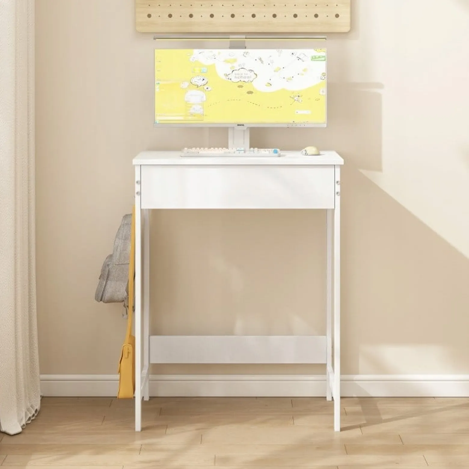 Biurko komputerowe białe dla dzieci stolik z szuflada nowoczesne loft 60cm