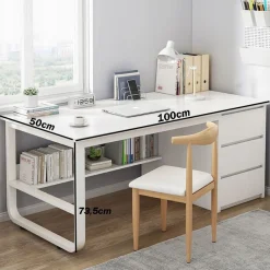 Biurko komputerowe młodzieżowe białe loft skandynawski duże półki 100 cm