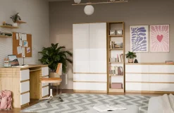 Biurko Kuba dąb artisan biel