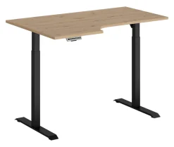Biurko narożne z elektryczną regulacją Space Office 140 cm lewe dąb artisan
