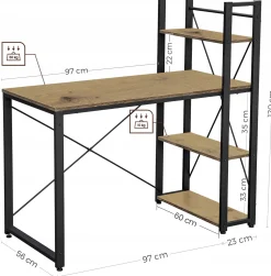 Biurko pod komputer z półkami gamingowe industrialny loft rustykalny regał