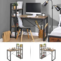 Biurko pod komputer z półkami gamingowe industrialny loft rustykalny regał